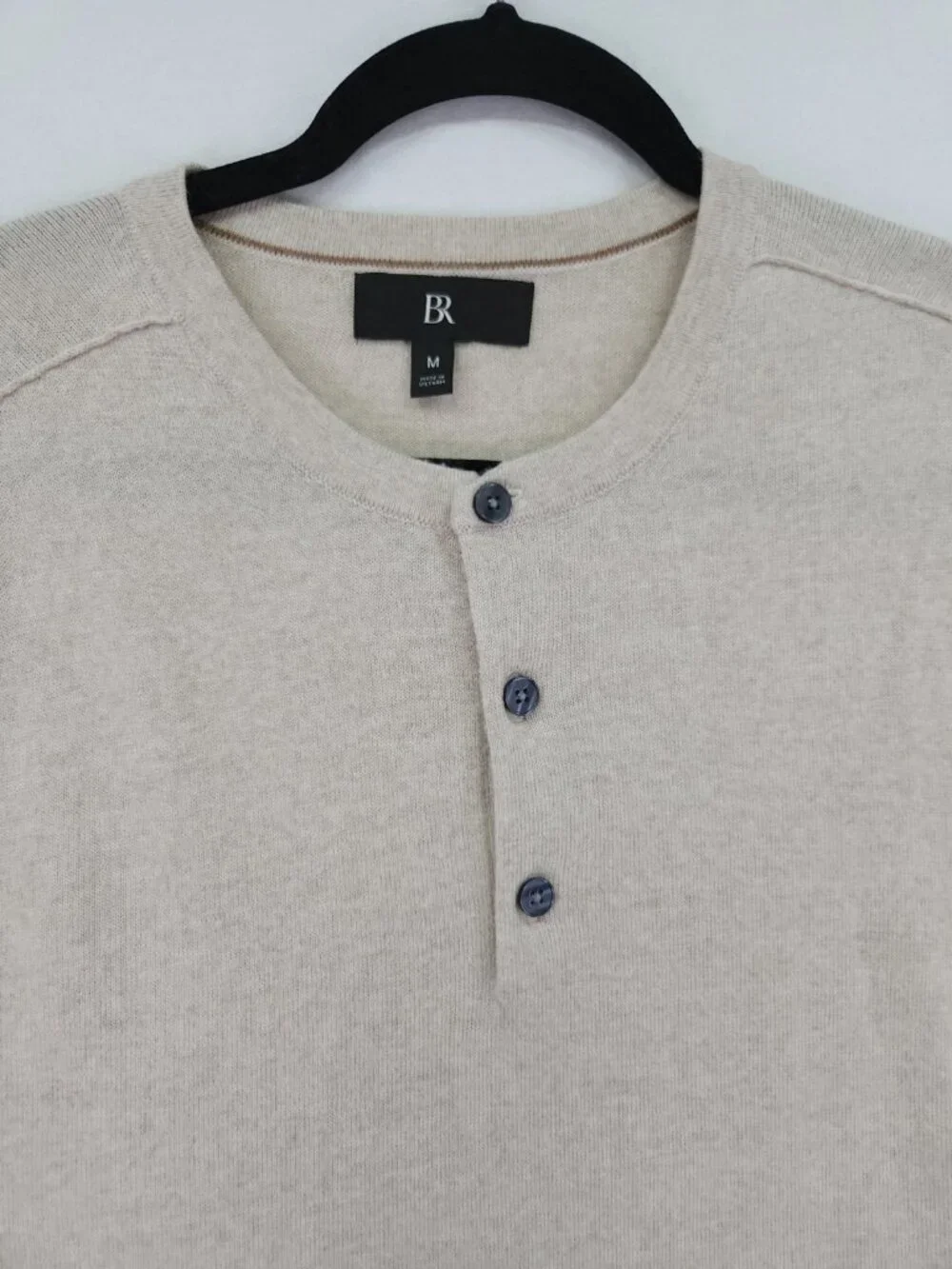 Banana Republic Extra Fine Merino Wool Sweater Mens Medium Beige Henley Pullover